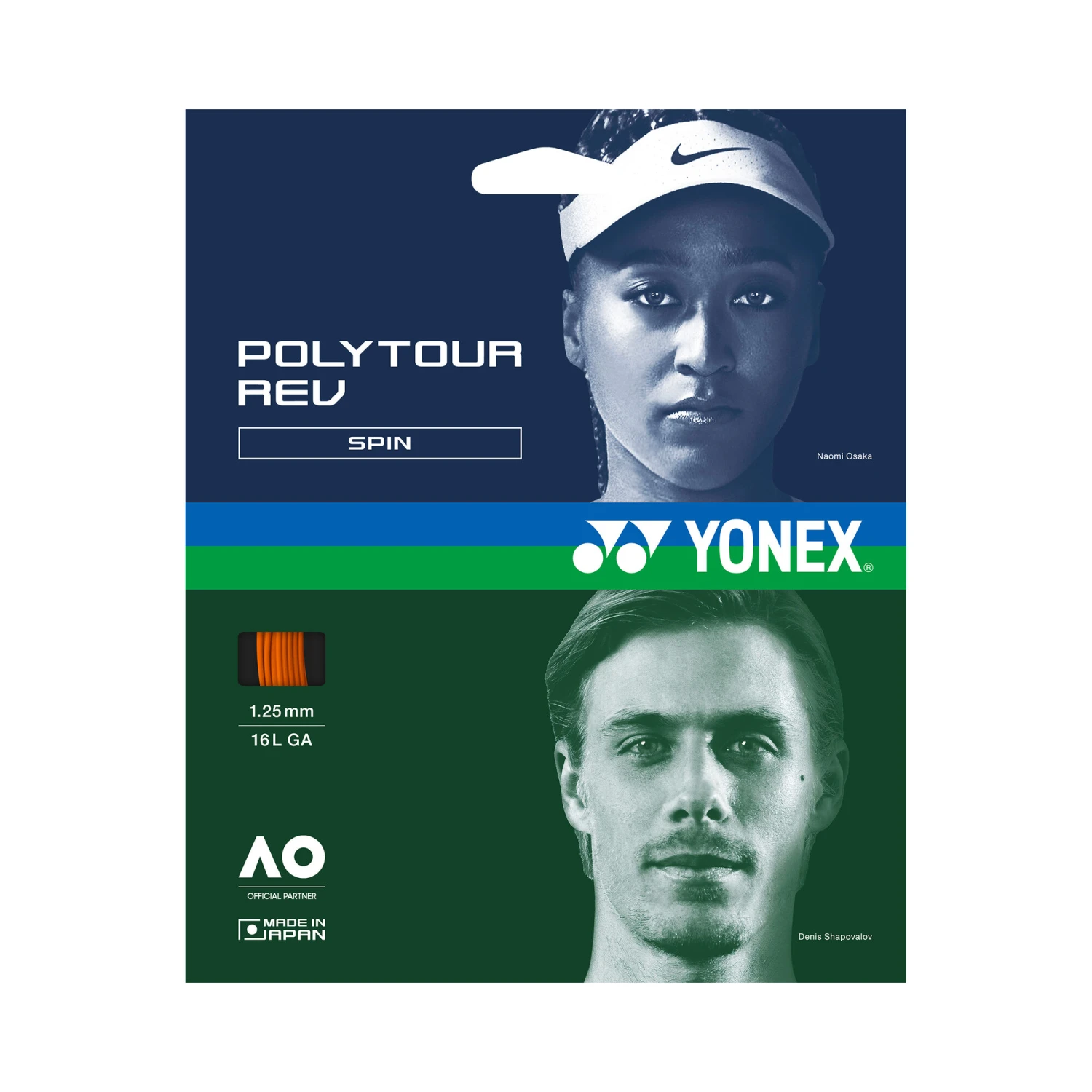 YONEX Poly Tour Rev Saitenset 12m - Orange 3 YONEX Poly Tour Rev Saitenset 12m - Orange